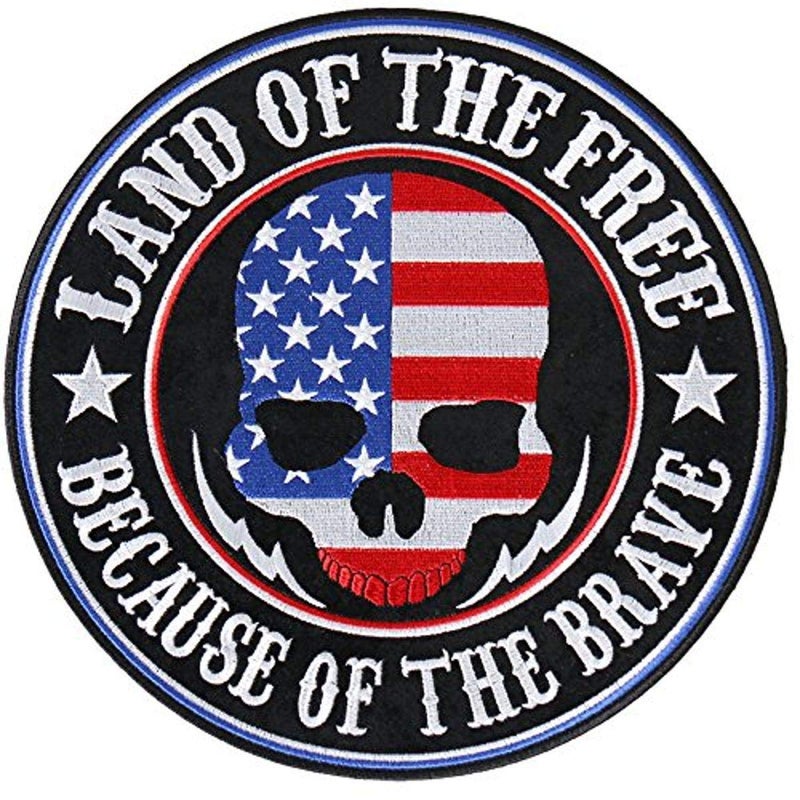 Hot Leathers - PPA8060 Land of the Free Skull Patch (Multicolor, 4" x 4") - Image 1